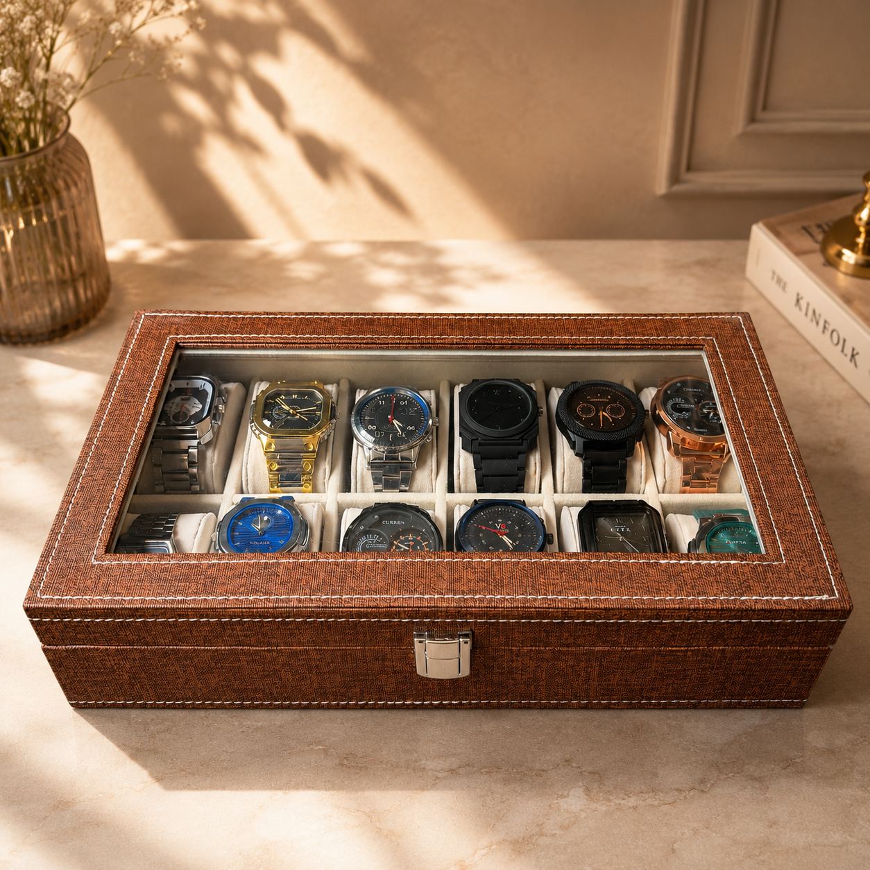 Premium 12 Men's Watches Set with Luxury Box