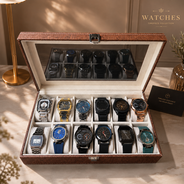 Premium 12 Men's Watches Set with Luxury Box
