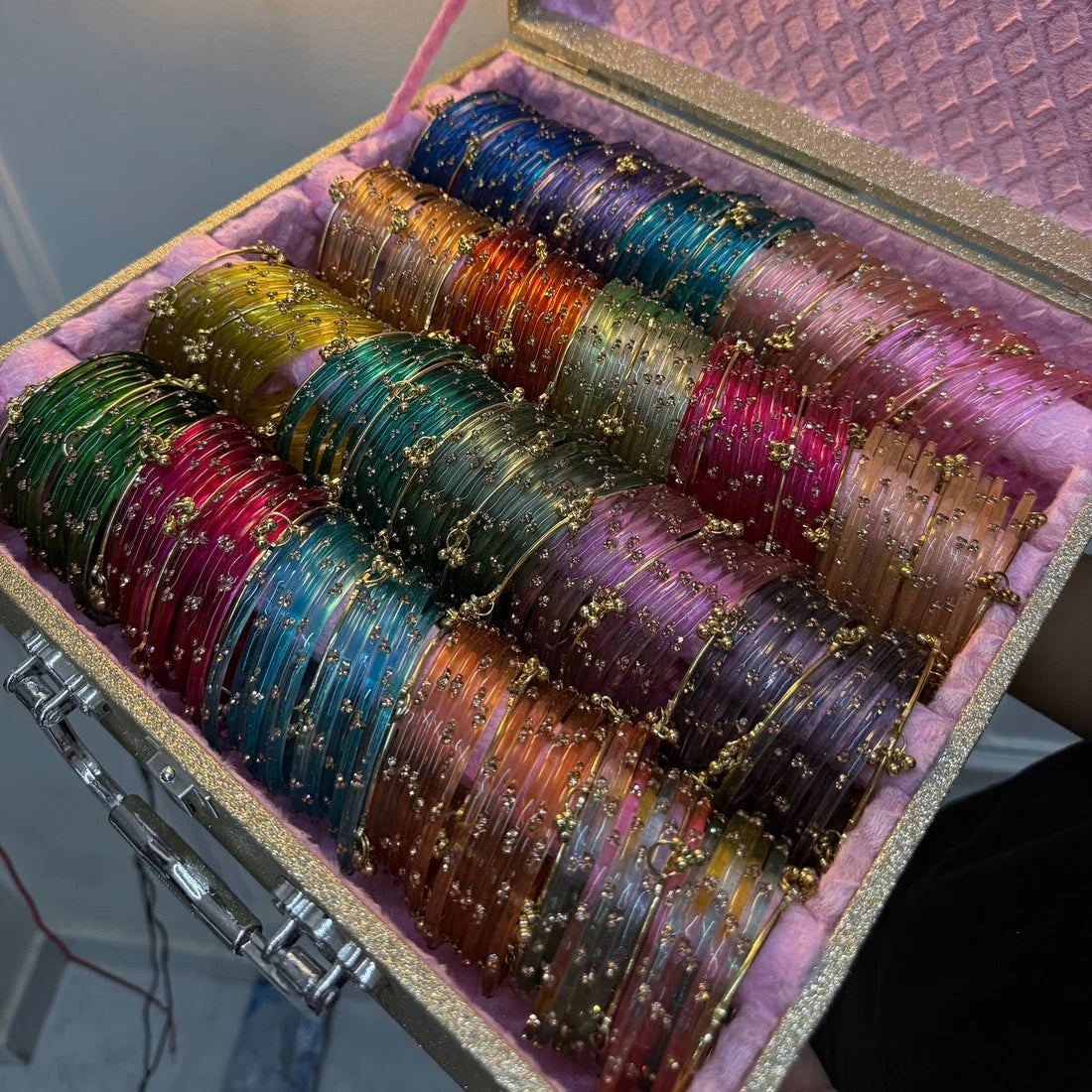 Fairy Bangles Trunk Box With Led Light And Name ( 240 bangles+ 44 Ghungroo bangles )