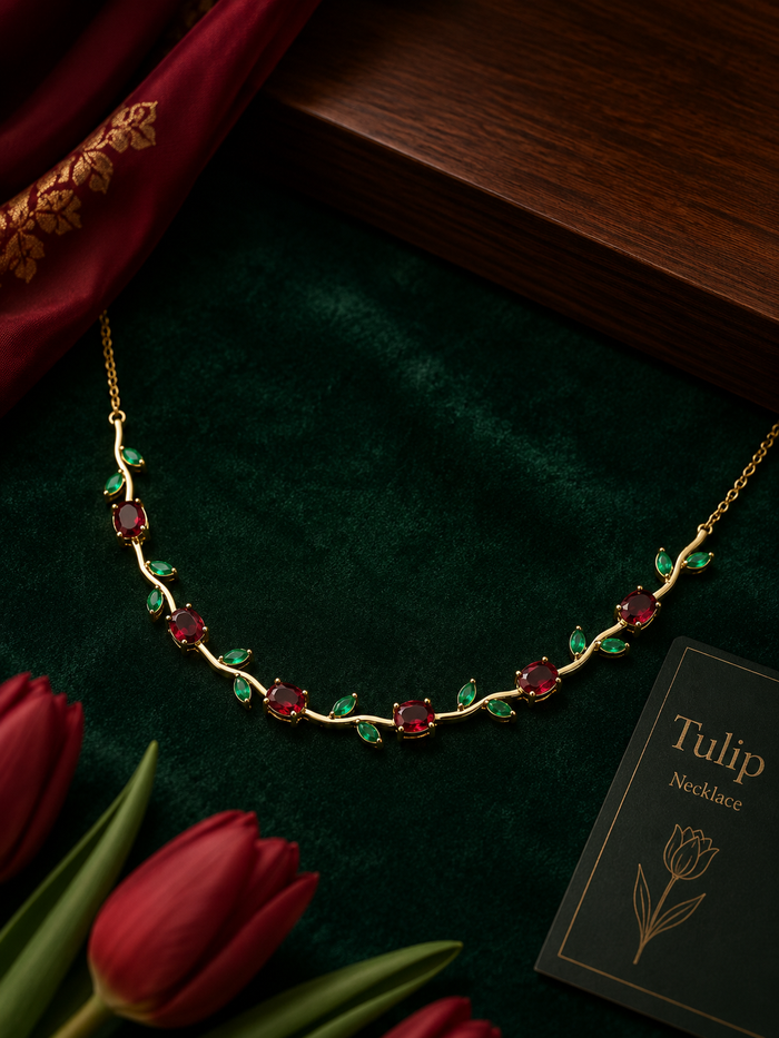 Premium Red Tulip Necklace