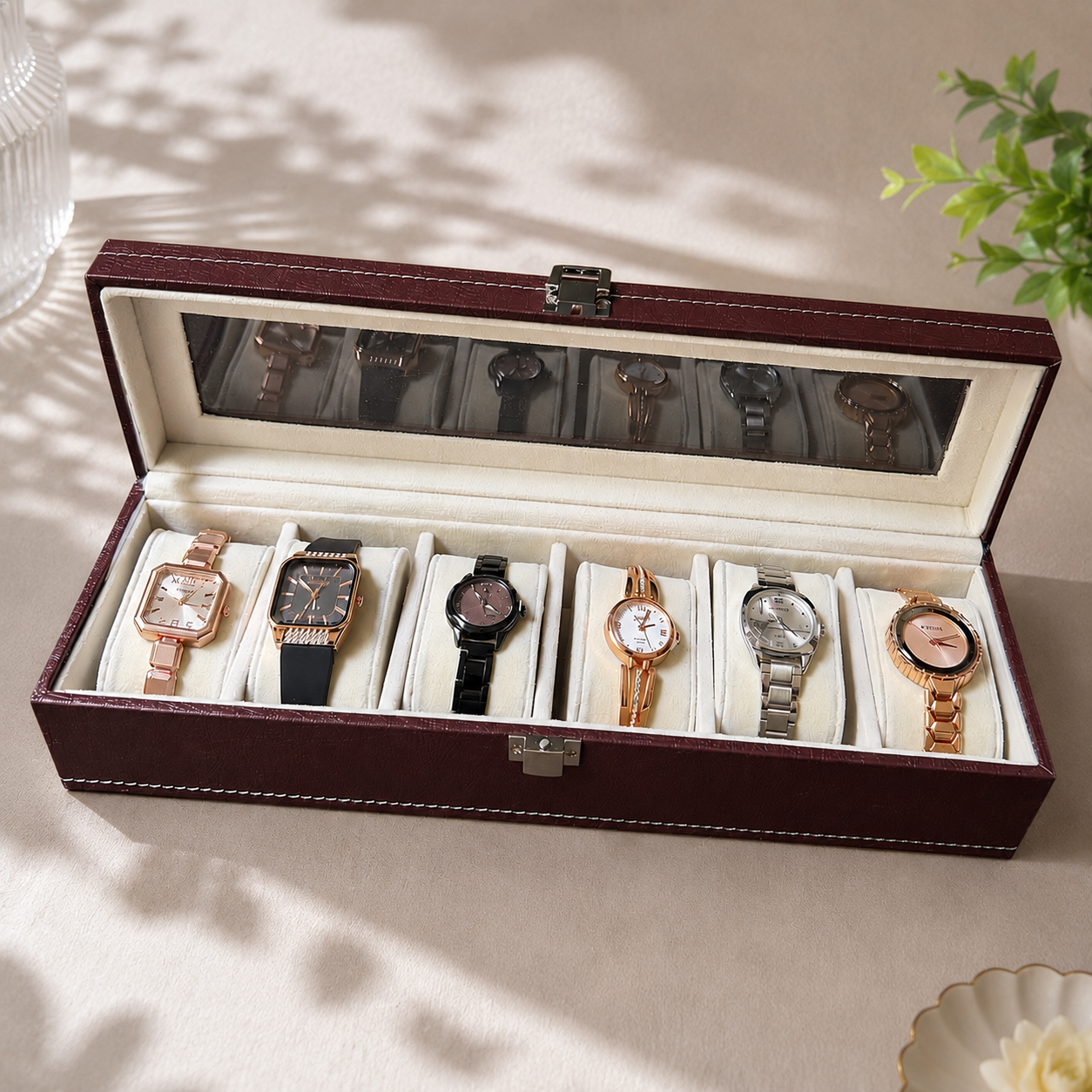 6 Elegant Women's Watches Set with Luxury Box