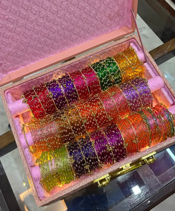 Premium  Bangle  Box With Name (180 Bangles + 33 Ghungroo Bangles + Light)