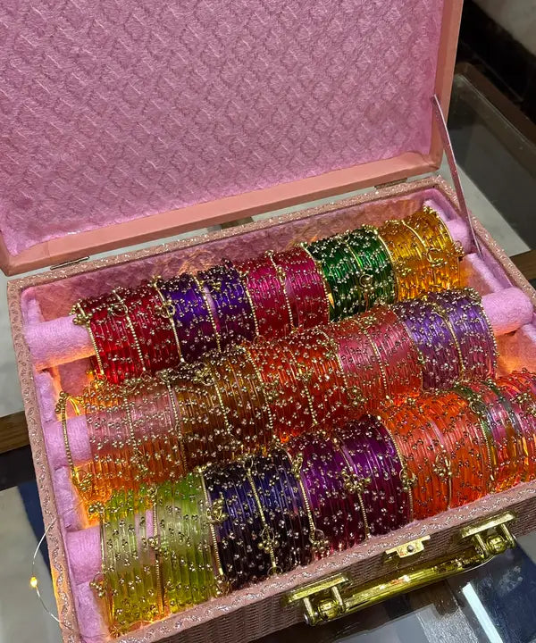 Premium  Bangle  Box With Name (180 Bangles + 33 Ghungroo Bangles + Light)